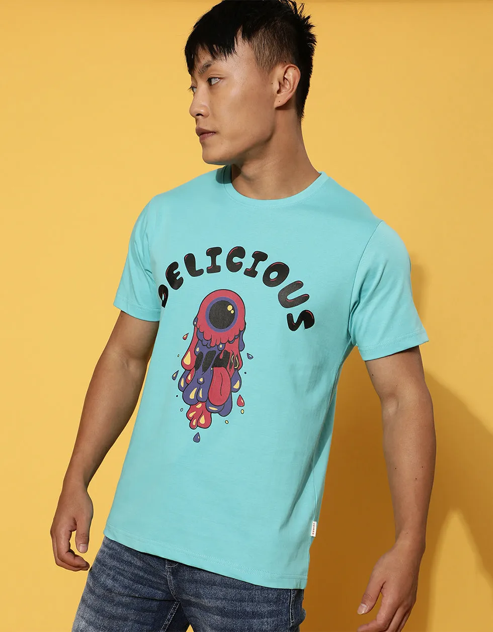 Delicious Printed Blue Chest Graphic Printed Tshirt