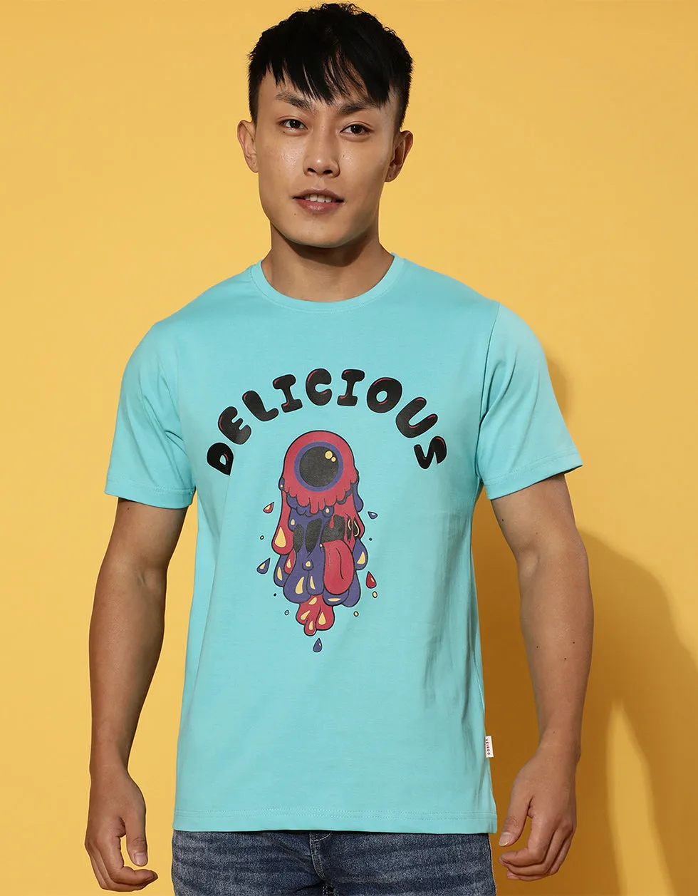 Delicious Printed Blue Chest Graphic Printed Tshirt