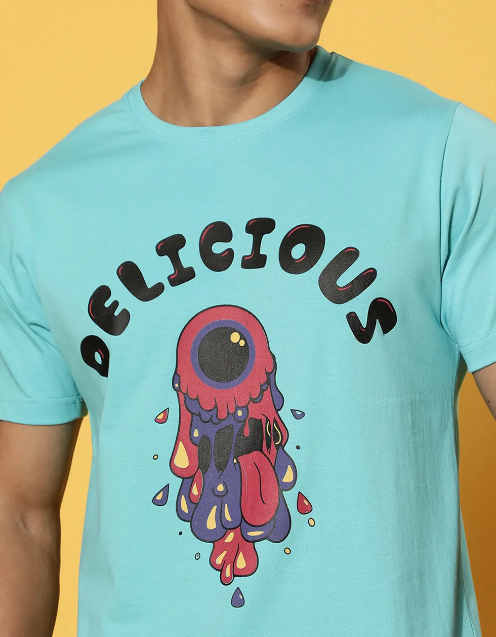 Delicious Printed Blue Chest Graphic Printed Tshirt