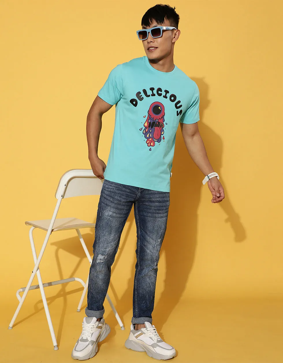 Delicious Printed Blue Chest Graphic Printed Tshirt