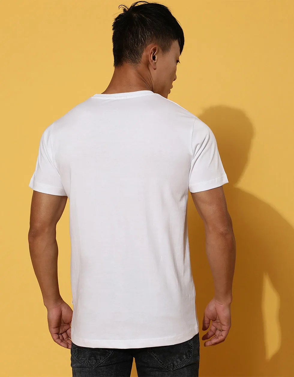 Delicious Regular-Fit Printed White Chest Graphic Printed Tshirt