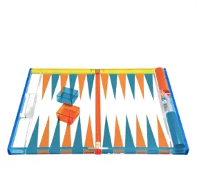 Deluxe Lucite Backgammon Acrylic - Orange & Turquoise