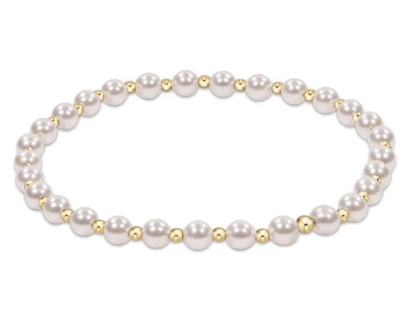 E Newton Classic Grateful Pattern Bead Bracelet - Gold Pearl