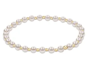 E Newton Classic Grateful Pattern Bead Bracelet - Gold Pearl