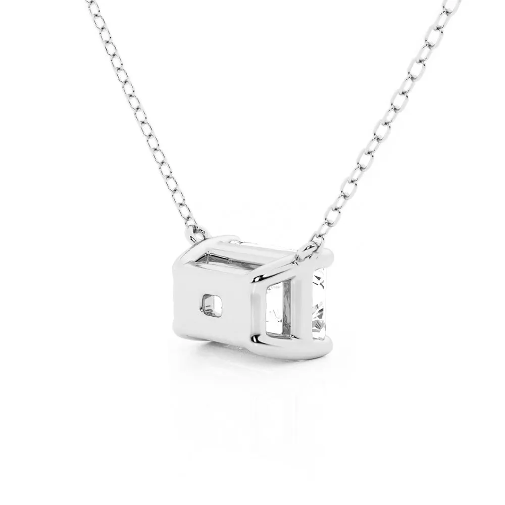 East-West Emerald Cut Moissanite Solitaire Necklace