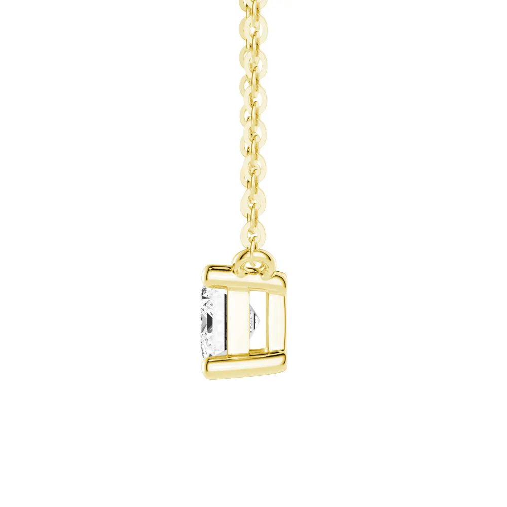 East-West Emerald Cut Moissanite Solitaire Necklace