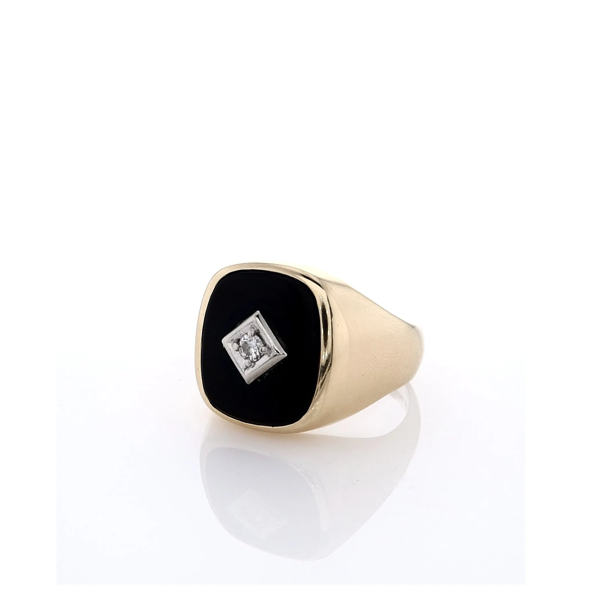 Estate 14k Yellow Gold 0.8ct Brilliant Round Cut Gents Ring