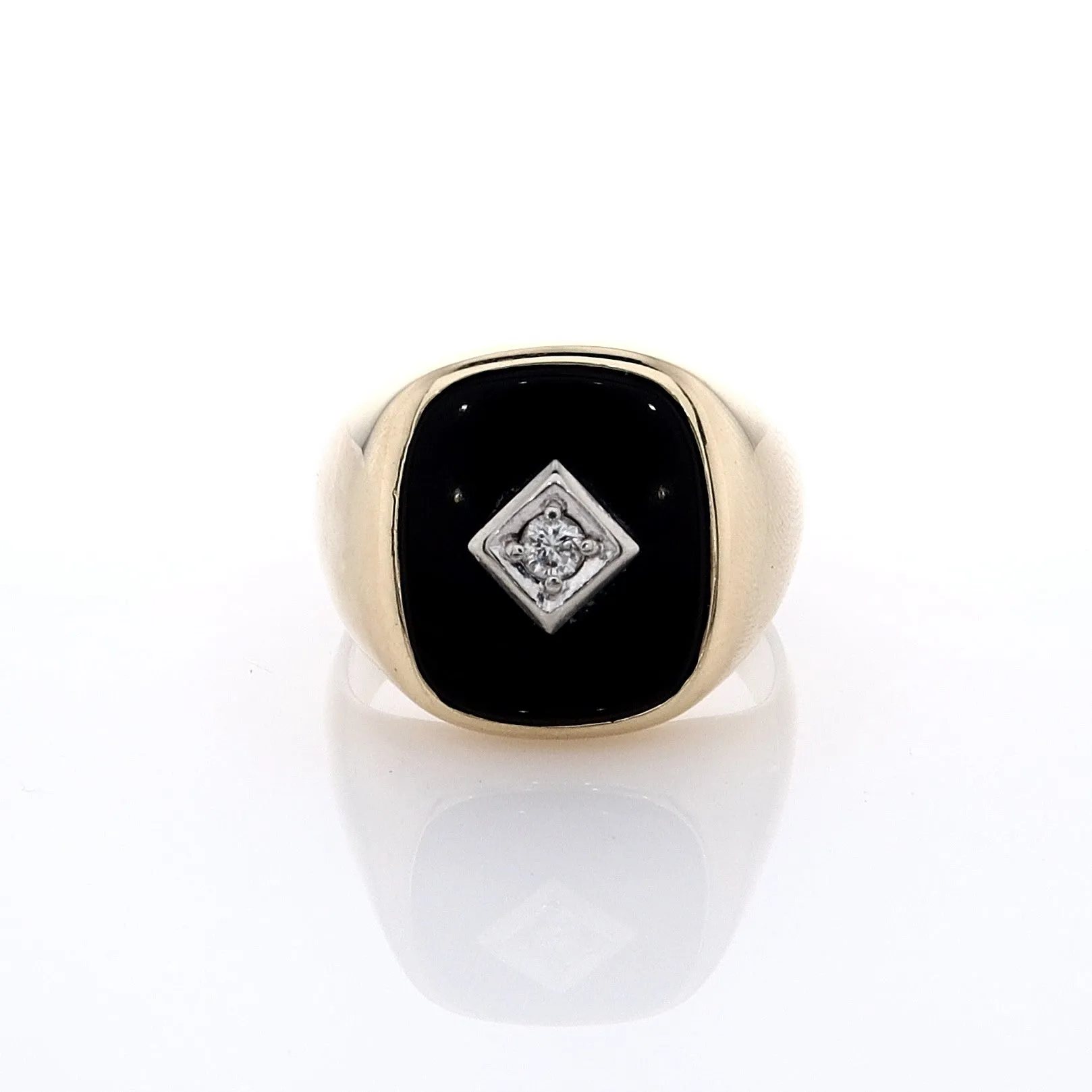 Estate 14k Yellow Gold 0.8ct Brilliant Round Cut Gents Ring