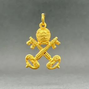 Estate 18K Y Gold Vatican Papal Coat of Arms Pendant