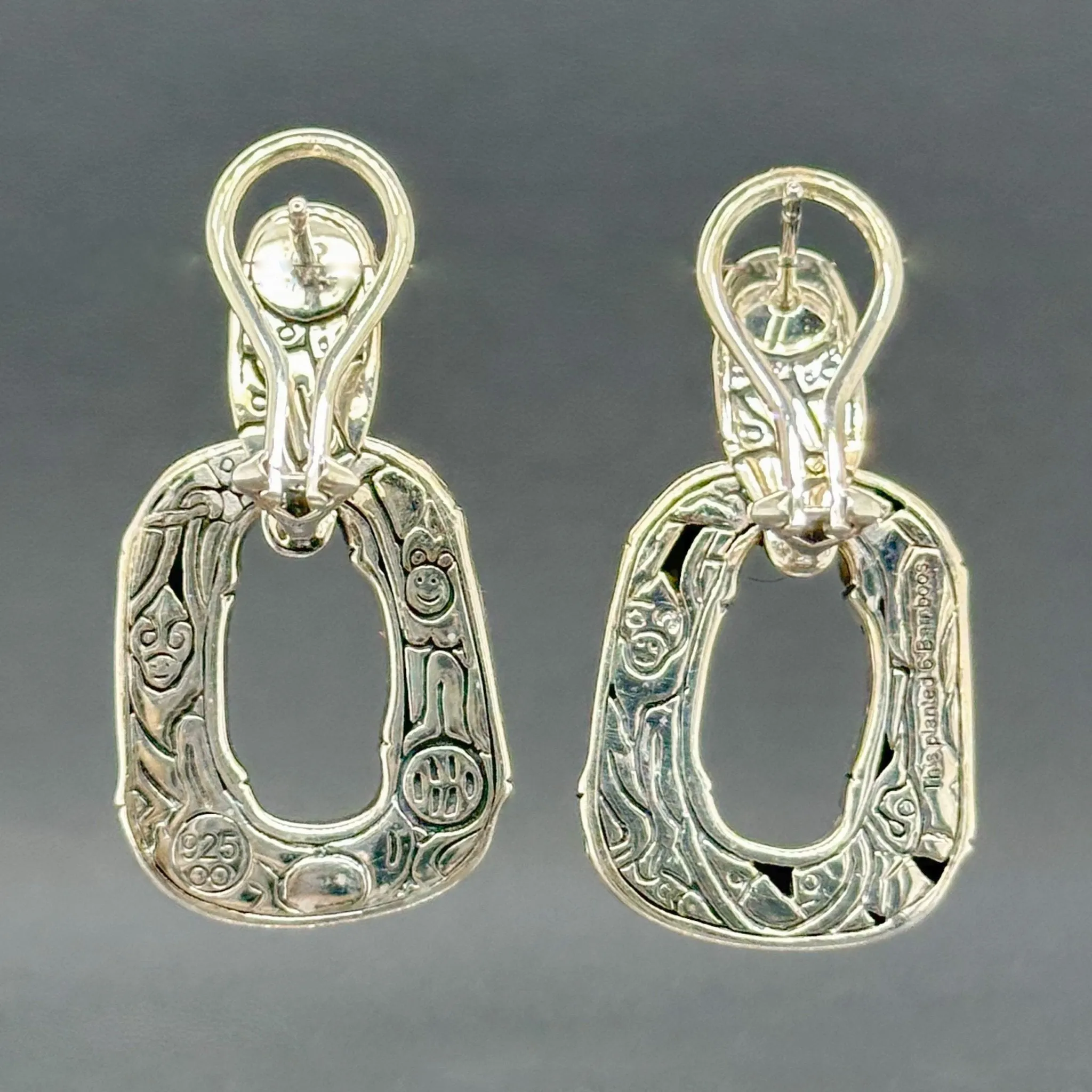 Estate John Hardy SS Bamboo Door Knocker Earrings