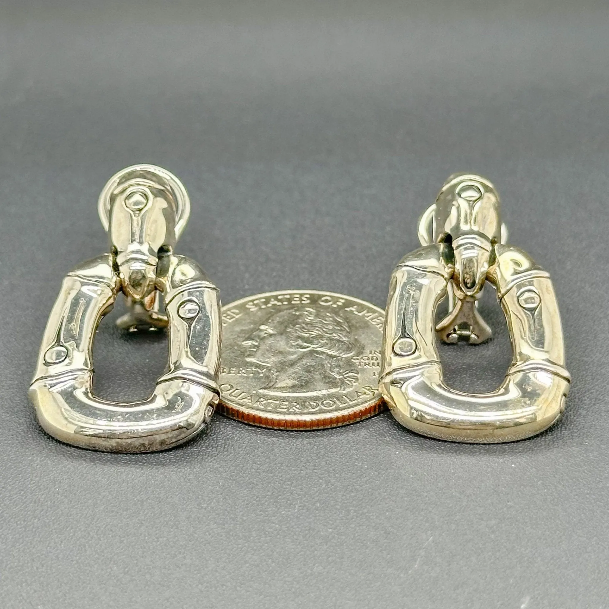 Estate John Hardy SS Bamboo Door Knocker Earrings