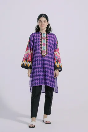 Ethnic Purple Diamonds Printed Lawn Shirt