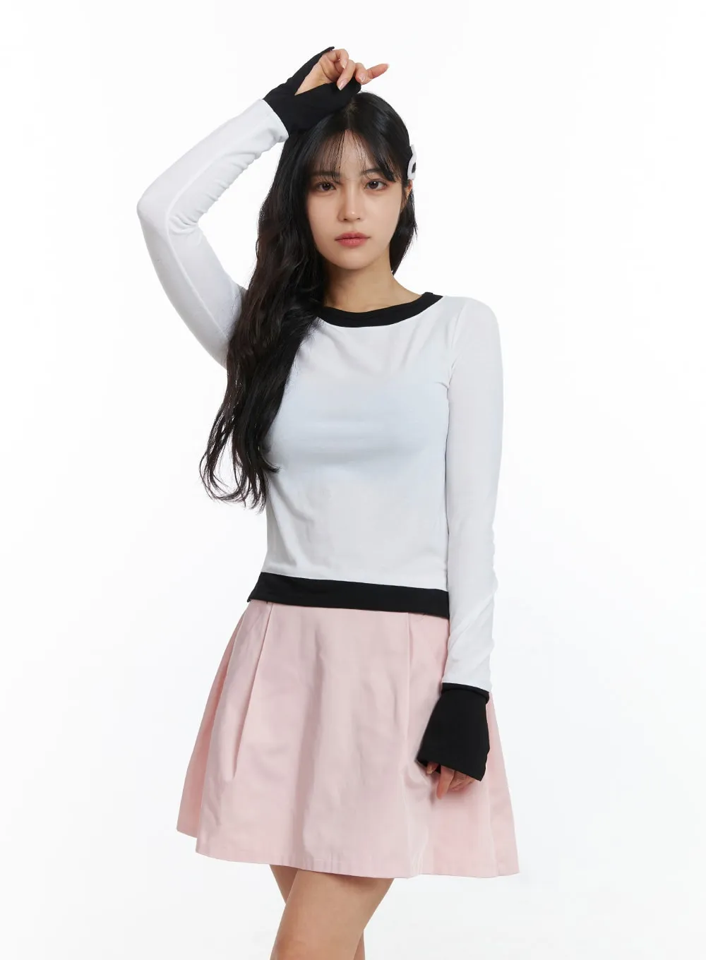 Fake Two-Piece Round Neck Top OJ429