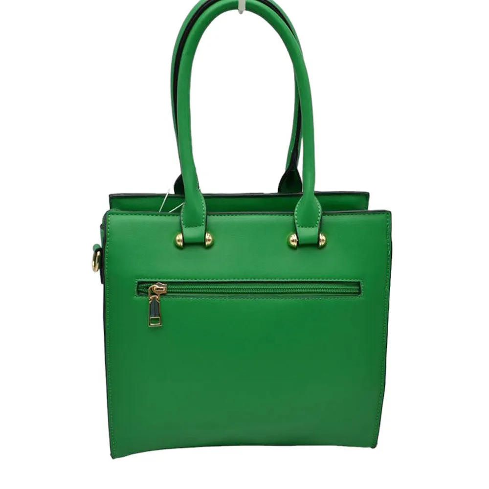 Faux Leather Top Handle Cassette Tote Bag