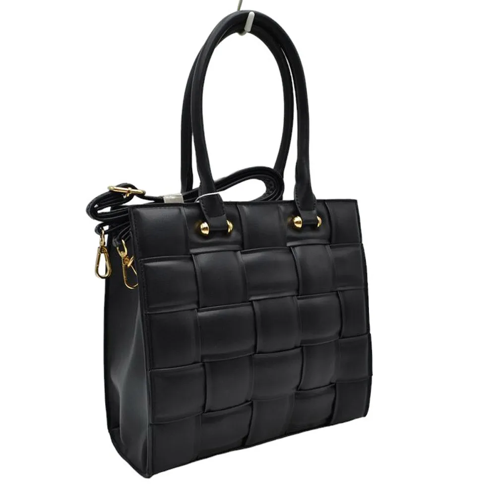 Faux Leather Top Handle Cassette Tote Bag