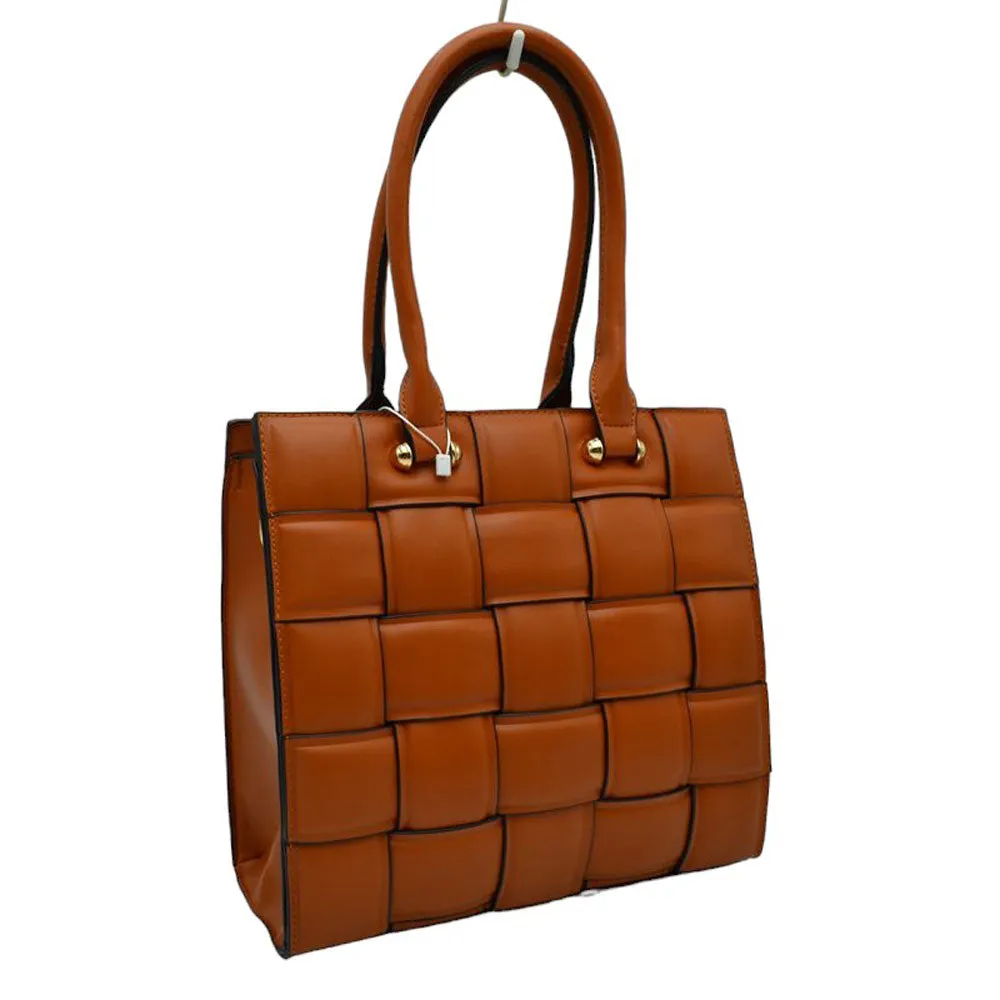 Faux Leather Top Handle Cassette Tote Bag