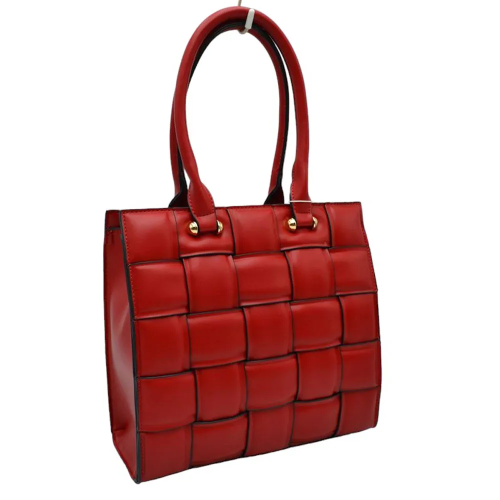 Faux Leather Top Handle Cassette Tote Bag