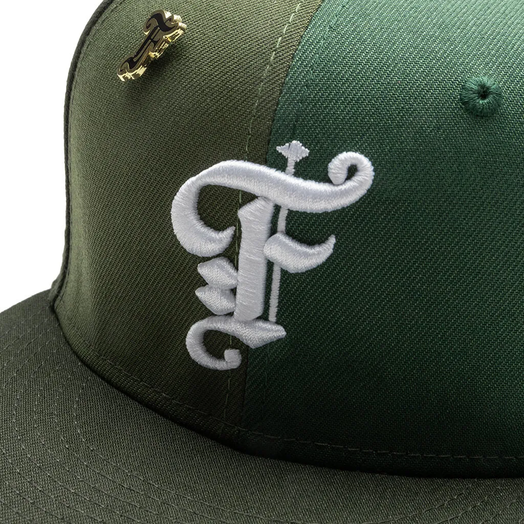 Feature x New Era Old English F Fitted "Multi Panel" - Green