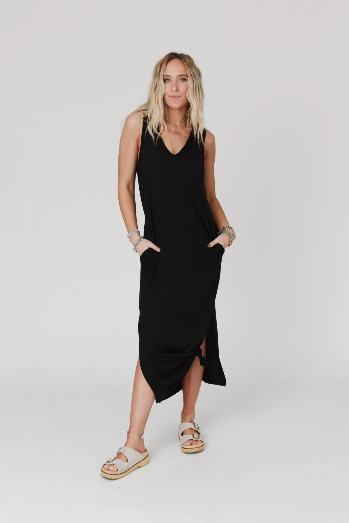 Forever Favorite Sleeveless Slit Maxi Dress - Black