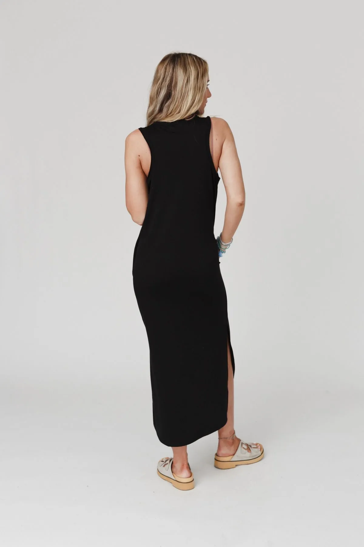 Forever Favorite Sleeveless Slit Maxi Dress - Black