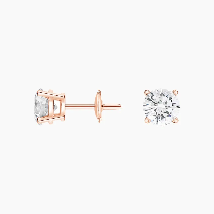 Four-Prong Round Diamond Stud Earrings (Setting Only) - DC003