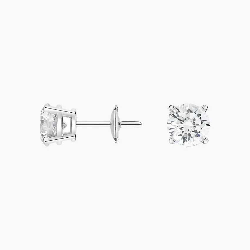 Four-Prong Round Diamond Stud Earrings (Setting Only) - DC003