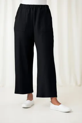 French Terry Wide Leg Pant | Black