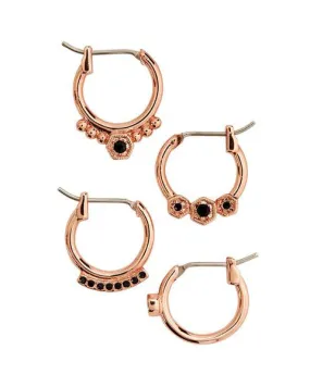 Full Bloom Hoop Earring Set- Rose Gold