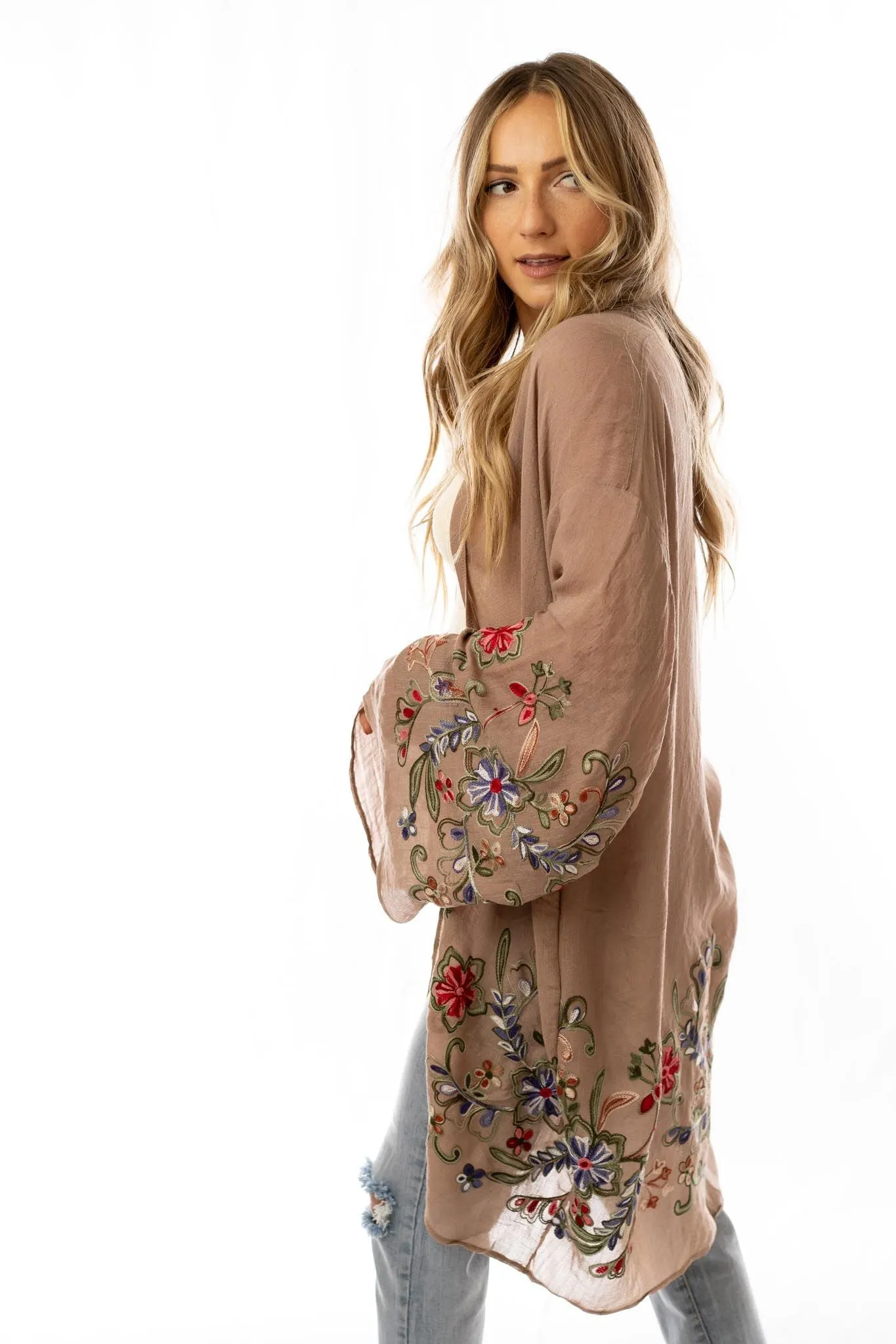 Fun in Florals Kimono - Mocha