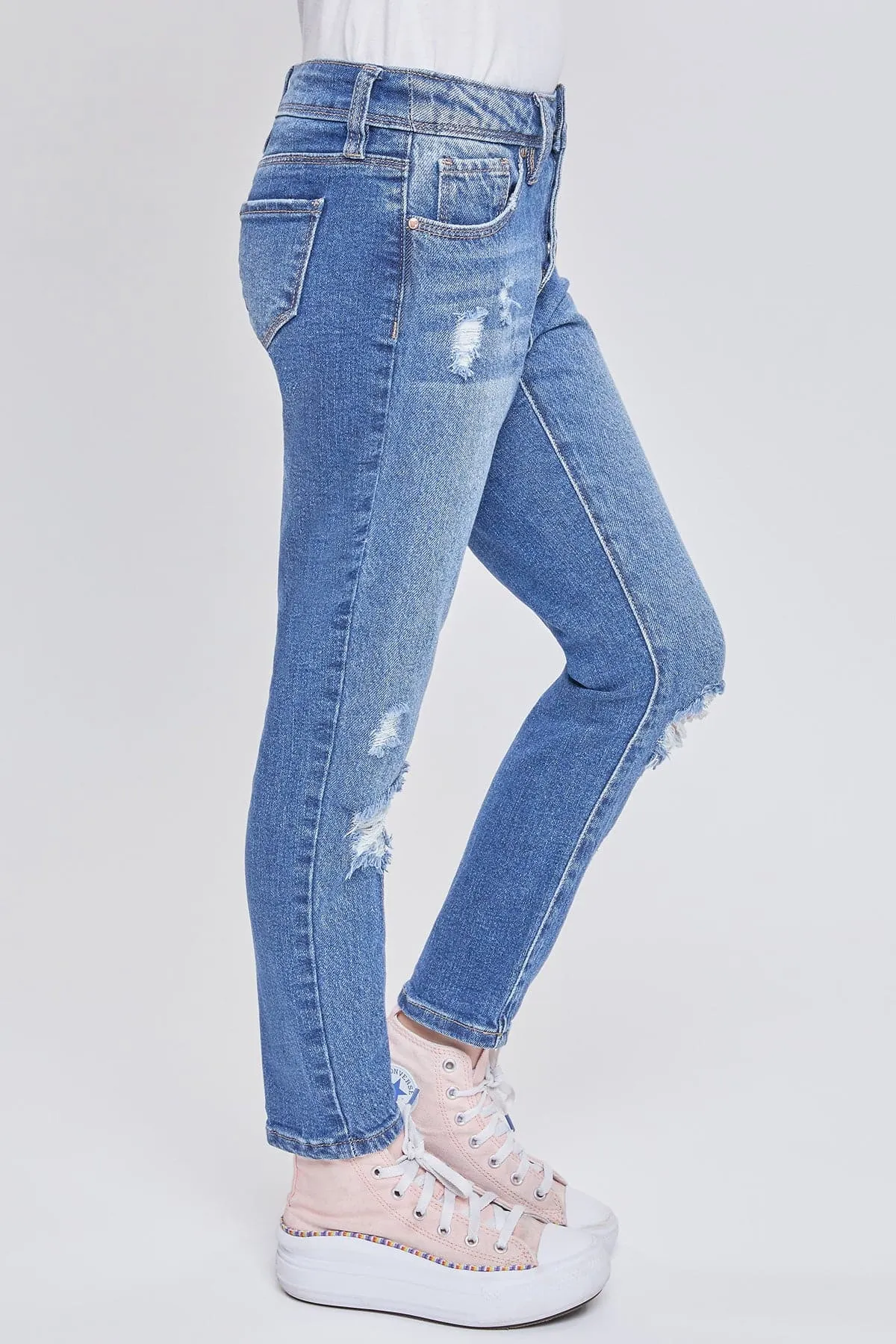 Girls Selena Dream Button Fly Straight Leg Hybrid Jeans