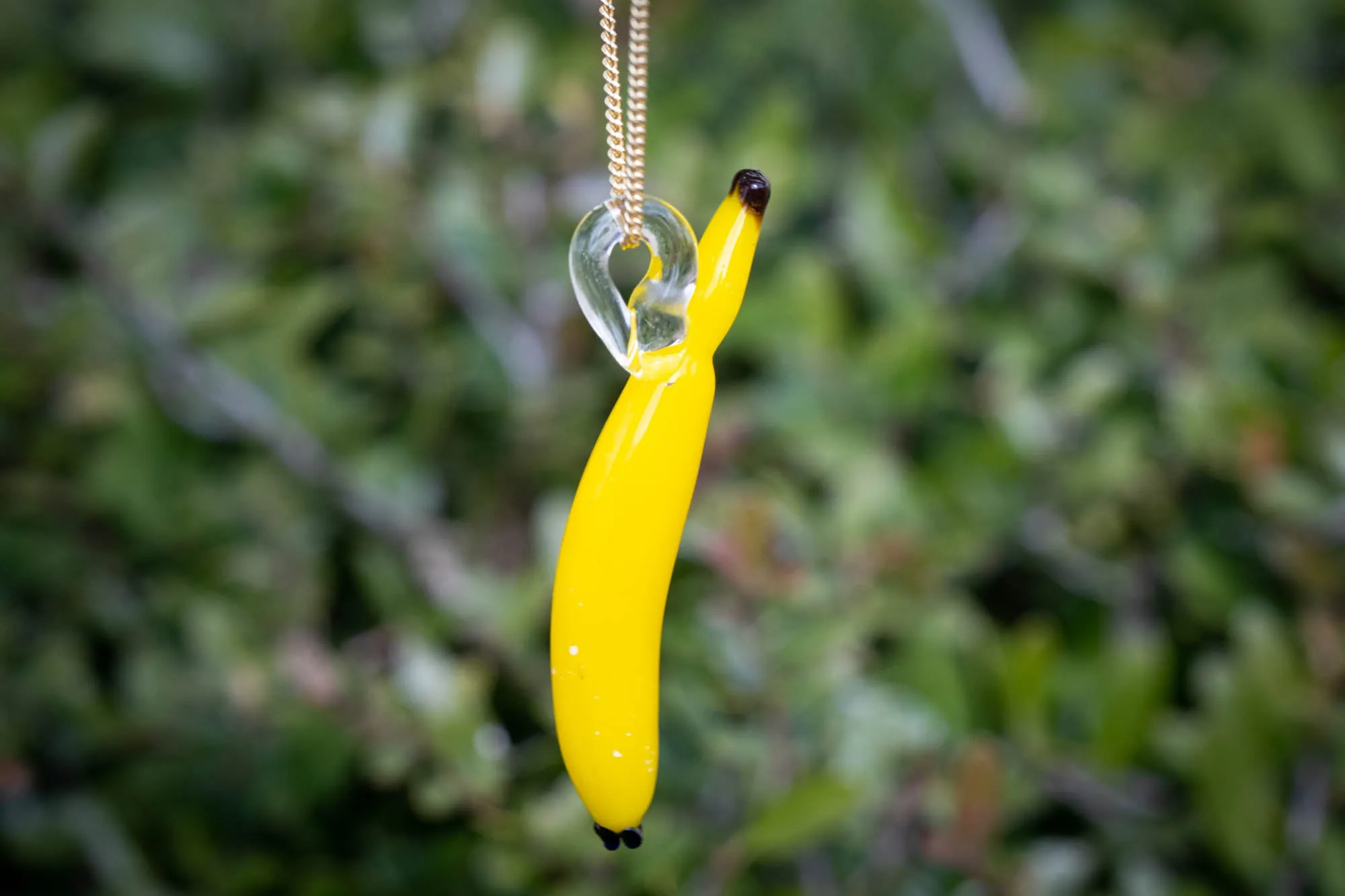 Glass Banana Pendant with Cremation Ash