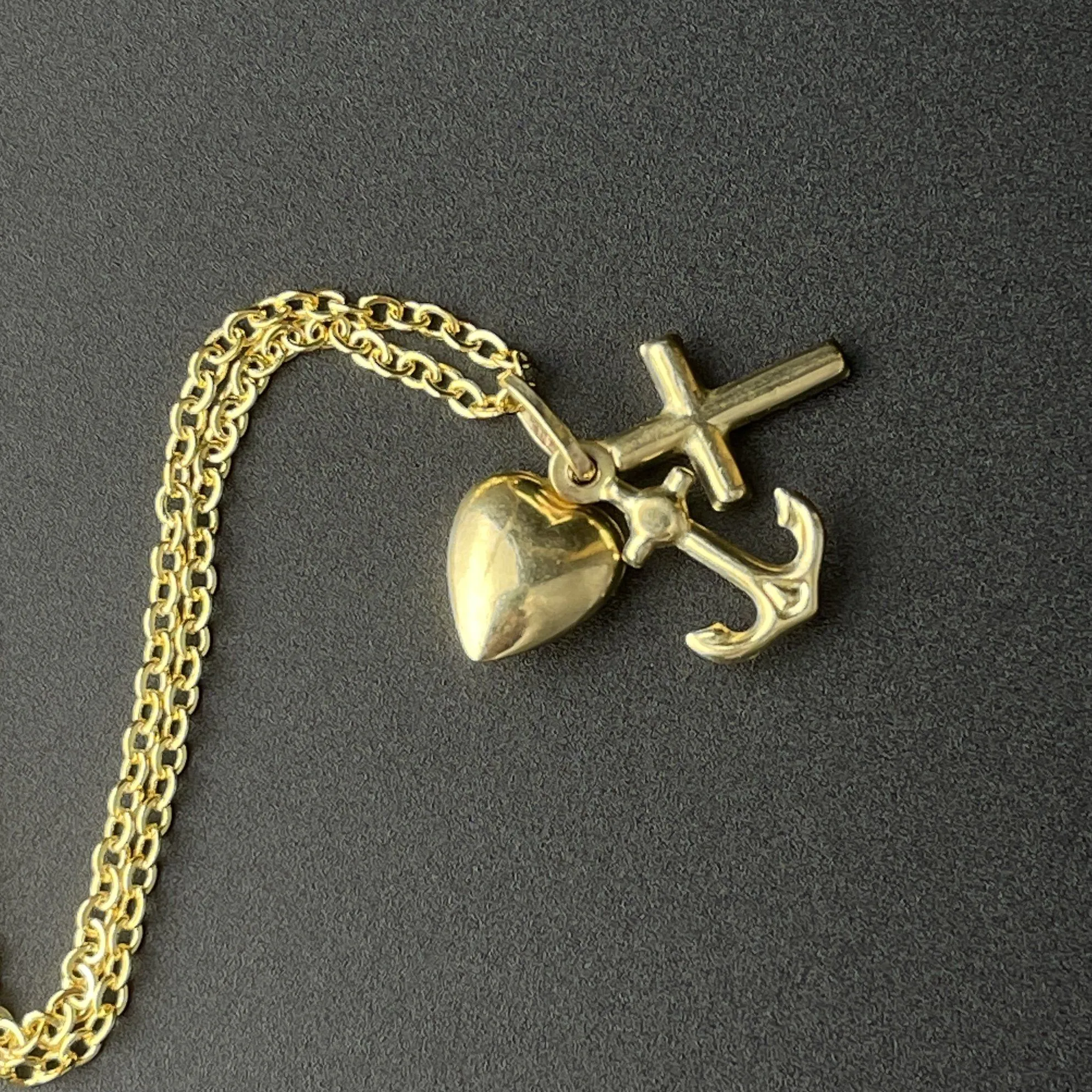 Gold Faith Hope Love Pendant Charm Necklace