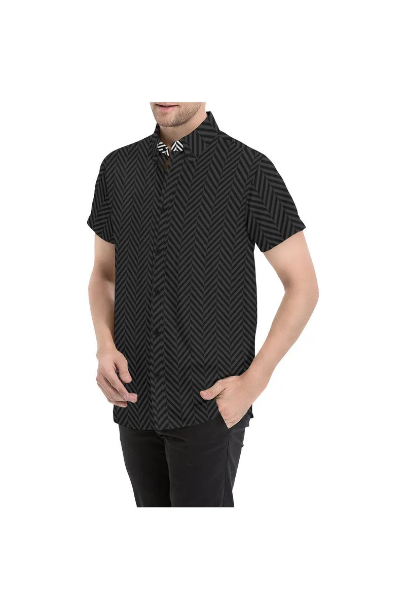 Herringbone Dark Men's All Over Print Short Sleeve Shirt/Large Size (Model T53)