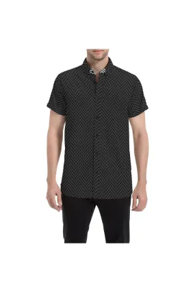 Herringbone Dark Men's All Over Print Short Sleeve Shirt/Large Size (Model T53)