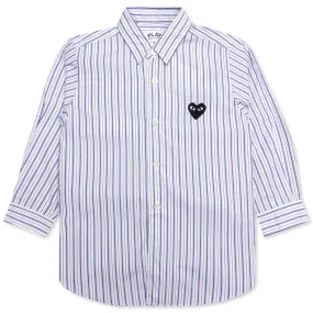 Kid's Striped Shirt - White/Blue/Brown