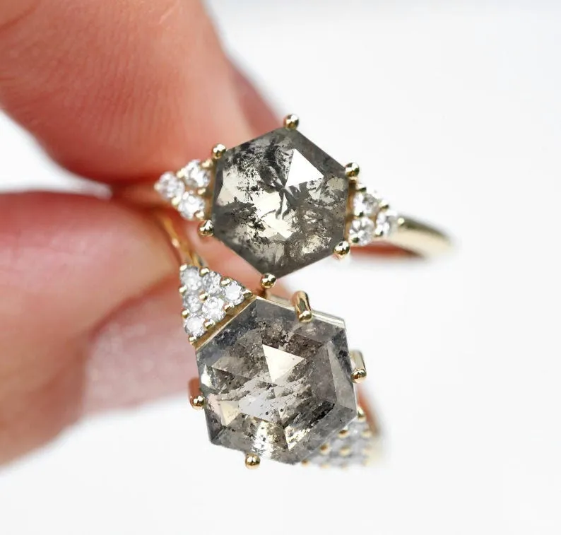 Klara Salt & Pepper Diamond Ring Set