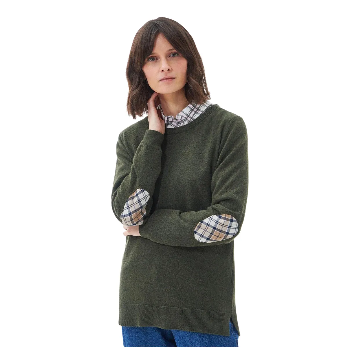 Maglione Donna Barbour Pendle Crew Knit Verde