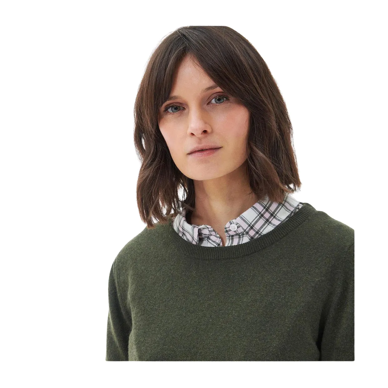 Maglione Donna Barbour Pendle Crew Knit Verde