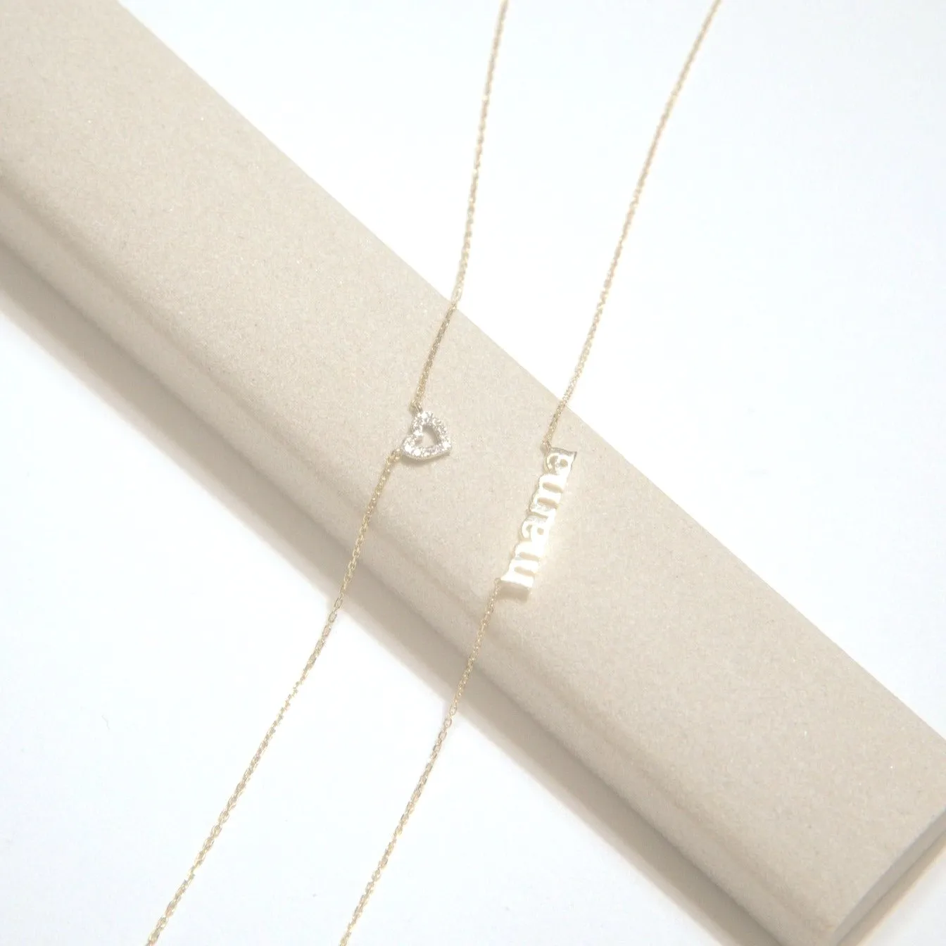 Mama Necklace in Solid 14k Yellow Gold