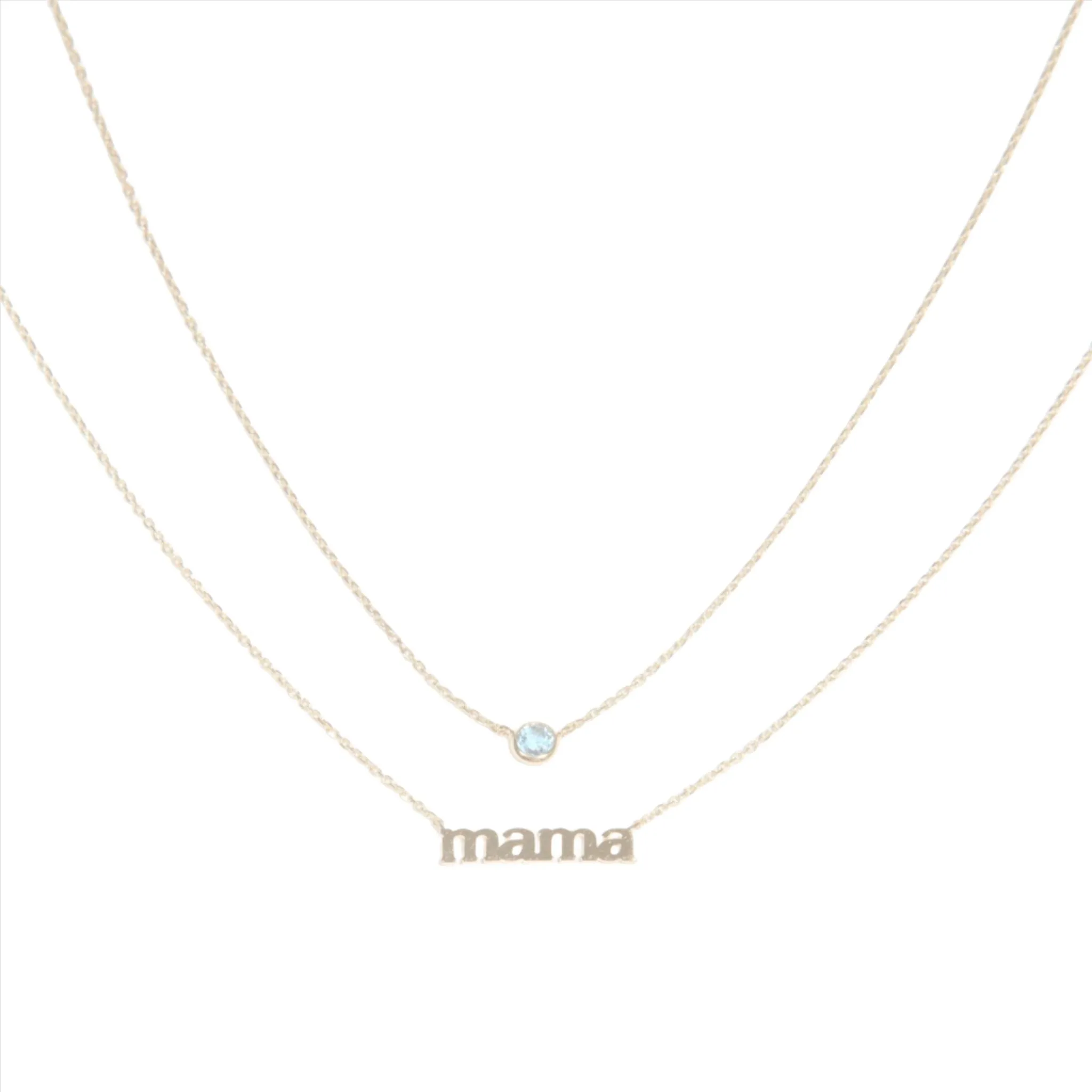 Mama Necklace in Solid 14k Yellow Gold