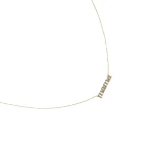 Mama Necklace in Solid 14k Yellow Gold