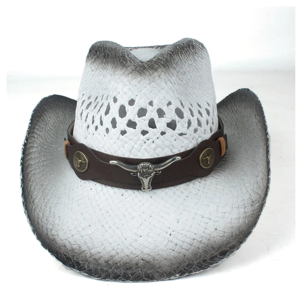 Men Women Straw Western Cowboy Hat Summer Wide Brim Hat Outdoor Sombrero Hombre Cowgirl Hat