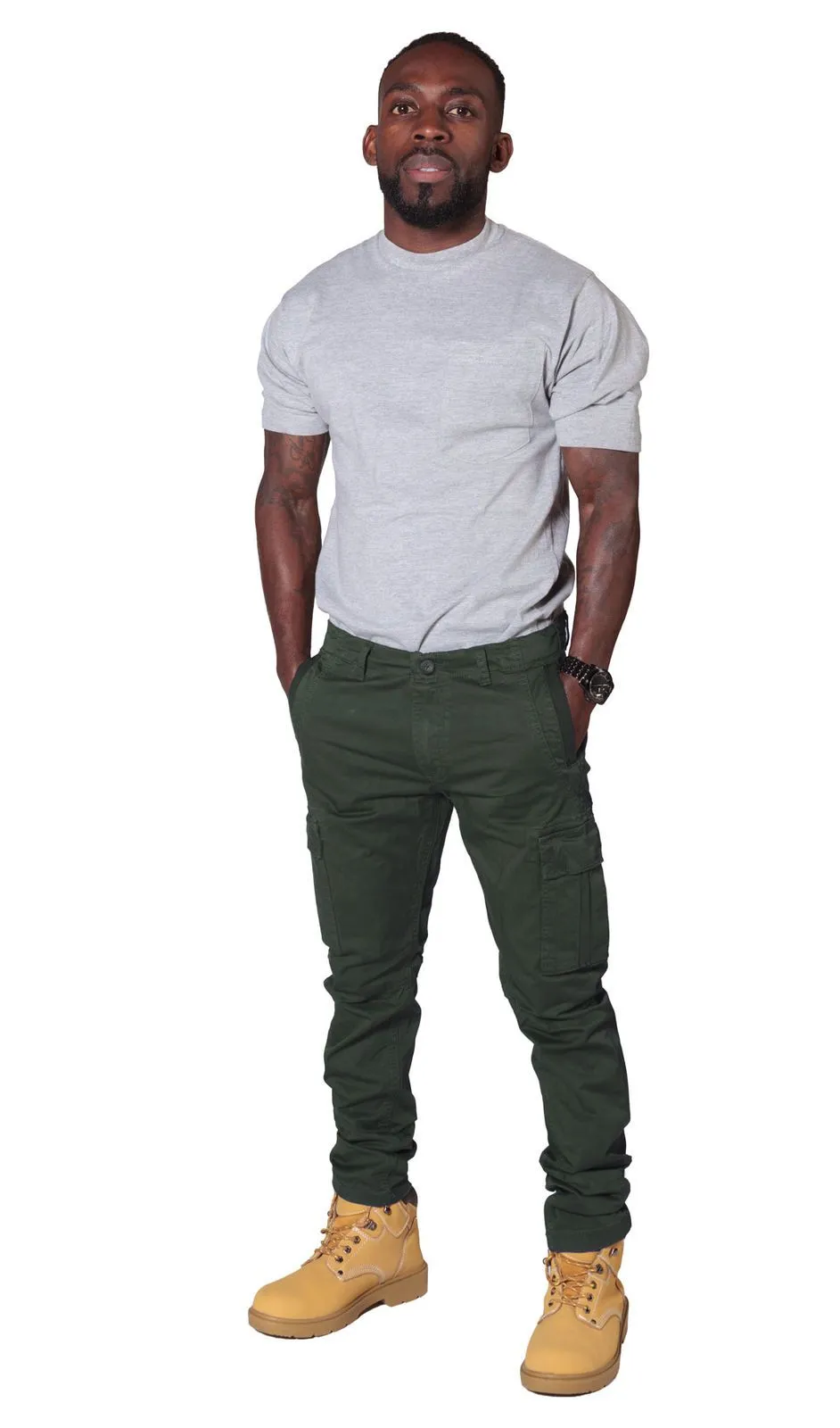 Men’s Cargo Trousers - Khaki Green - 26W