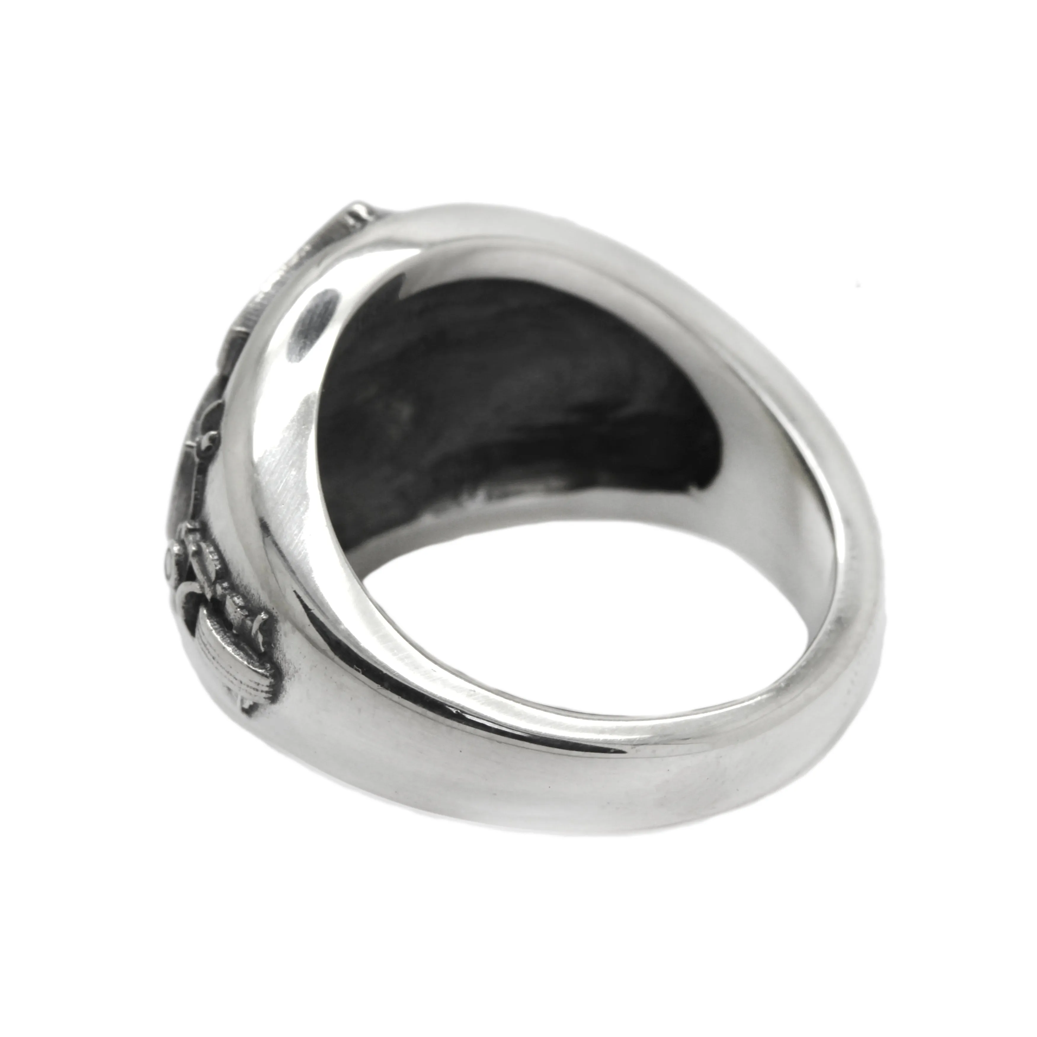 Moto Biker Men Sterling Silver Signet Ring