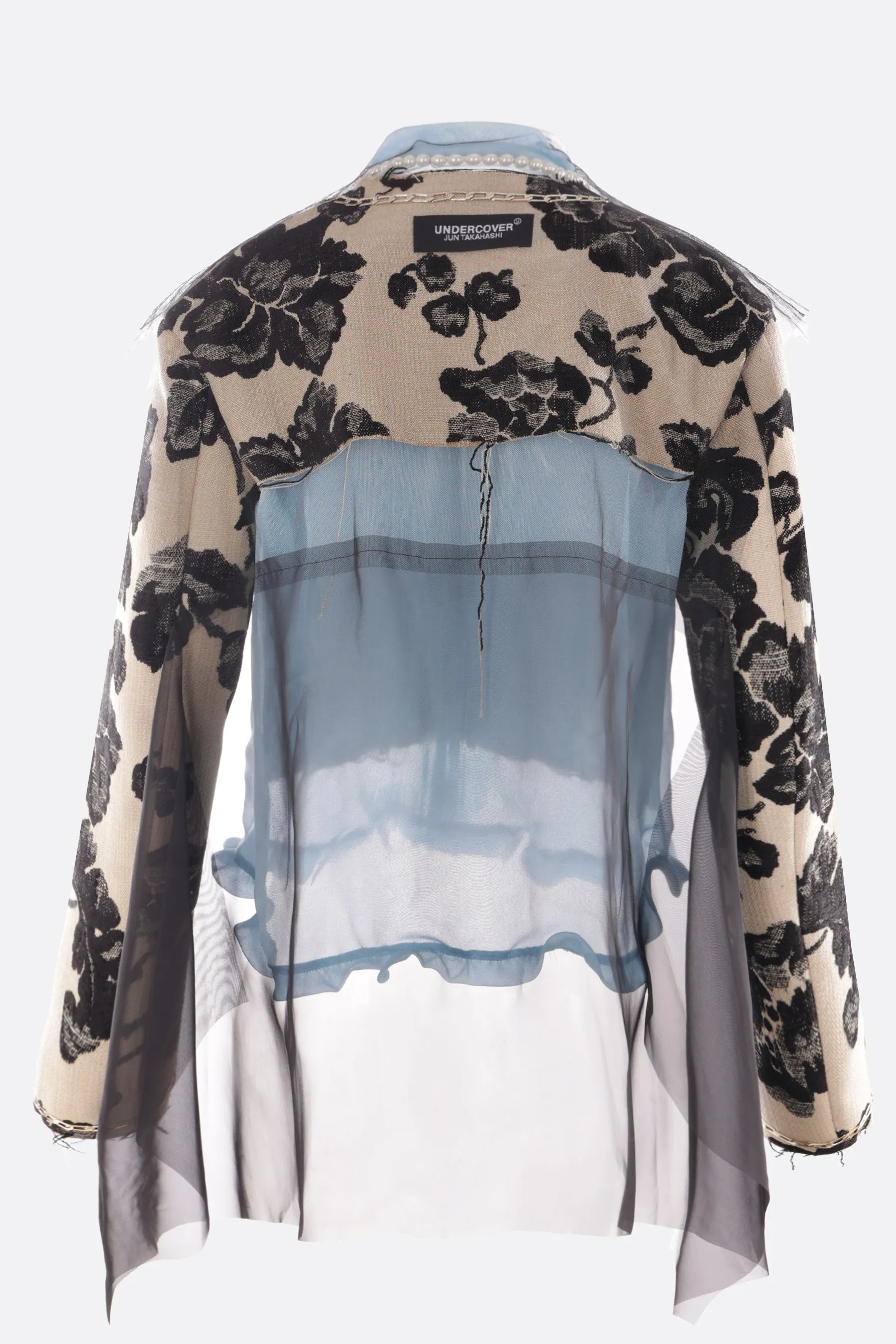 multi-layered jacket in jacquard and crepe de chine