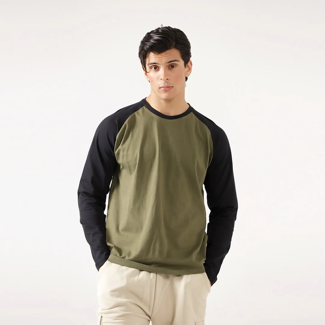 Olive Black Relax Fit Raglan