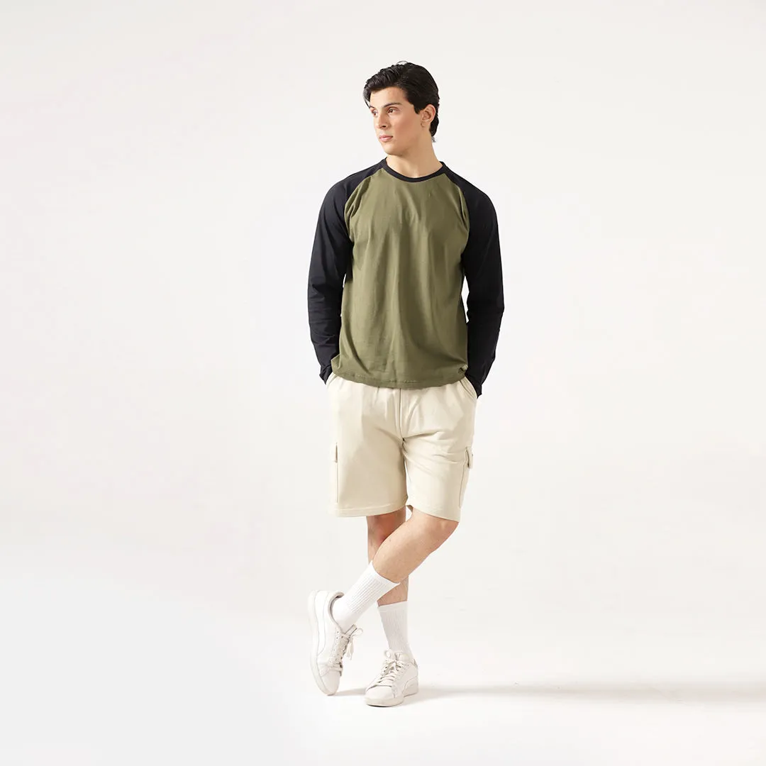 Olive Black Relax Fit Raglan