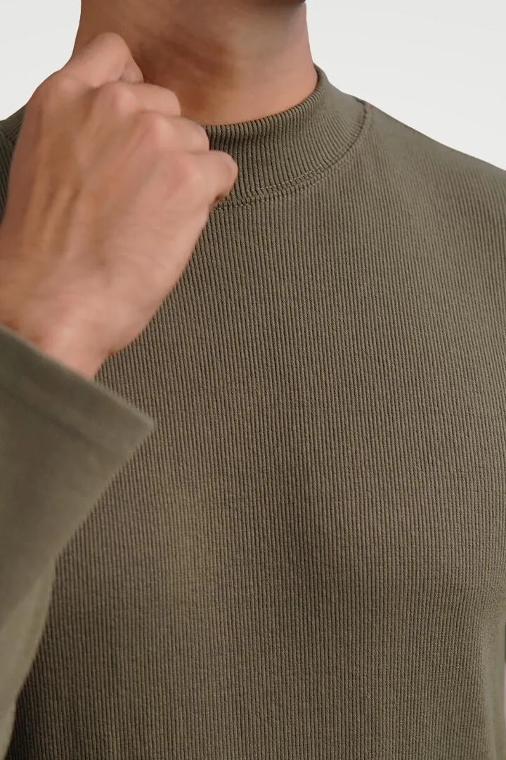 Olive Green Mock Neck Sweatshirt