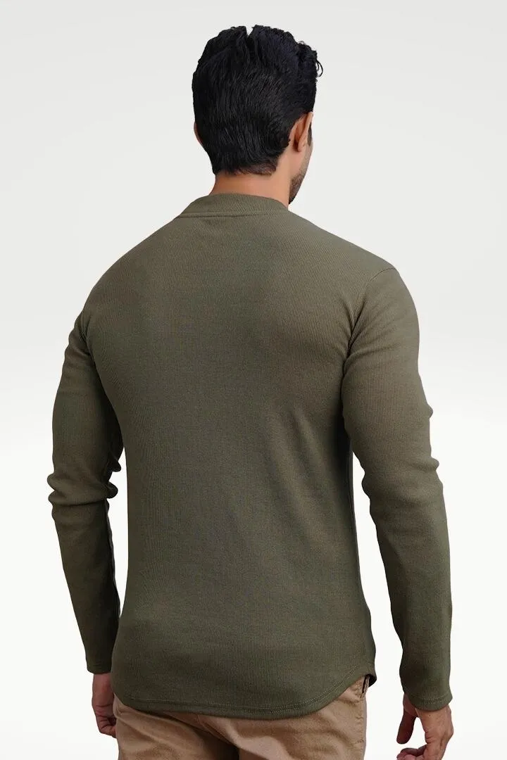 Olive Green Mock Neck Sweatshirt