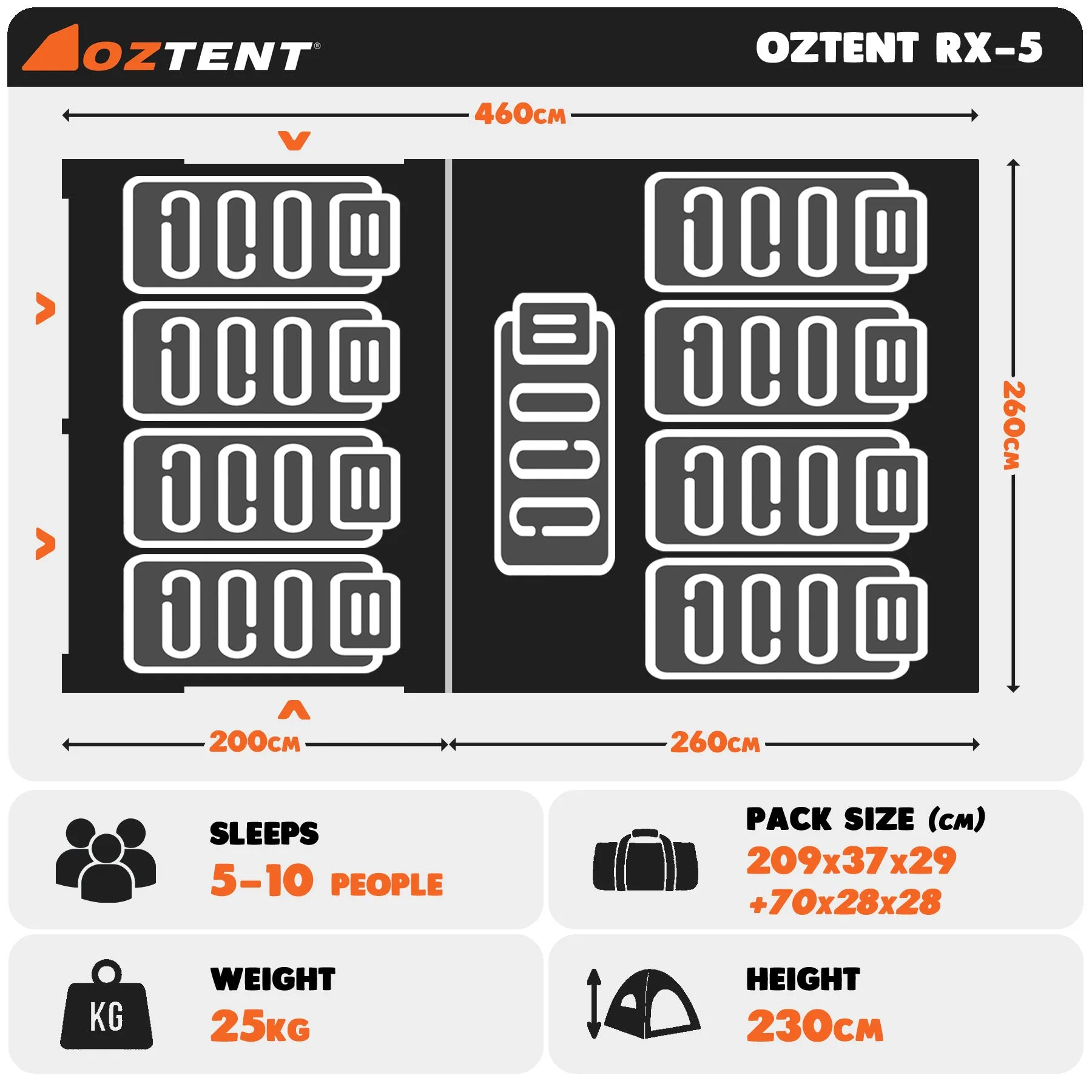 Oztent RX-5 Touring Tent   Front Living Room